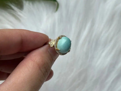 USA Turquoise Adjustable Ring in Silver 925 100% Natural Crystal Gemstone - JING WEN CRYSTAL