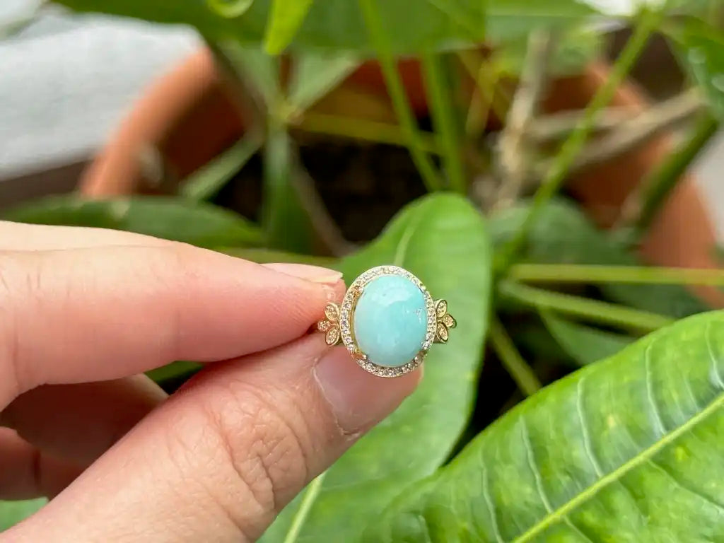 USA Turquoise Adjustable Ring in Silver 925 100% Natural Crystal Gemstone - JING WEN CRYSTAL