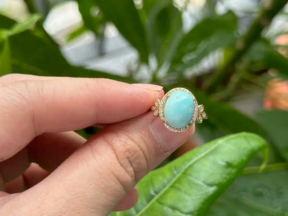 USA Turquoise Adjustable Ring in Silver 925 100% Natural Crystal Gemstone - JING WEN CRYSTAL