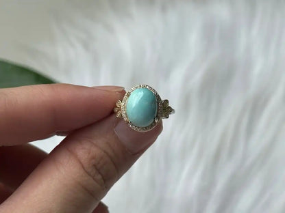 USA Turquoise Adjustable Ring in Silver 925 100% Natural Crystal Gemstone - JING WEN CRYSTAL