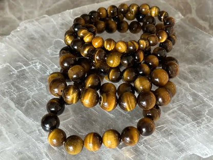 India Yellow Tiger’s Eye Bracelet A Grade 100% Natural Crystal Gemstone - JING WEN CRYSTAL