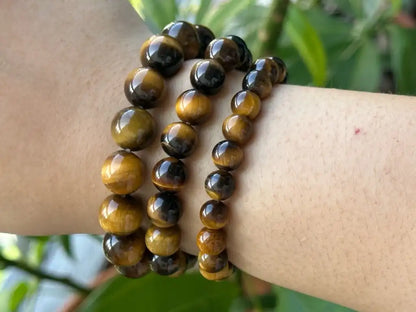 India Yellow Tiger’s Eye Bracelet A Grade 100% Natural Crystal Gemstone - JING WEN CRYSTAL