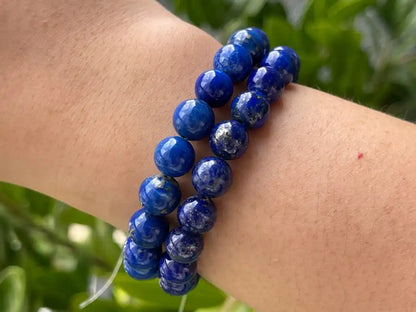 Afghanistan Blue Lapis Lazuli Bracelet A Grade 100% Natural Crystal Gemstone - JING WEN CRYSTAL