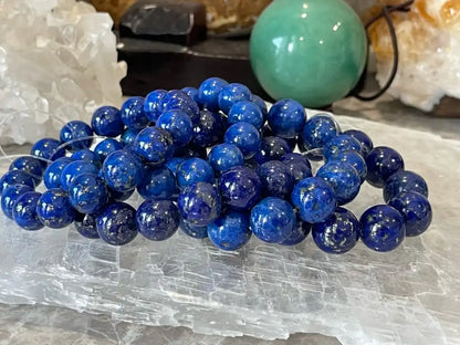 Afghanistan Blue Lapis Lazuli Bracelet A Grade 100% Natural Crystal Gemstone - JING WEN CRYSTAL