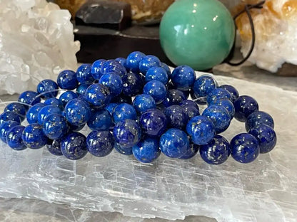 Afghanistan Blue Lapis Lazuli Bracelet A Grade 100% Natural Crystal Gemstone - JING WEN CRYSTAL