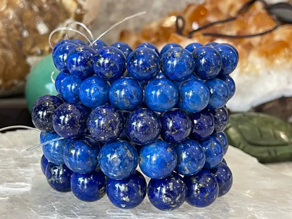 Afghanistan Blue Lapis Lazuli Bracelet A Grade 100% Natural Crystal Gemstone - JING WEN CRYSTAL