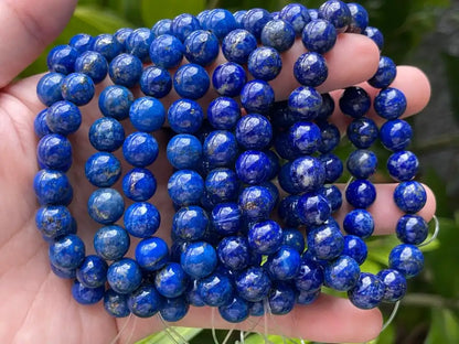 Afghanistan Blue Lapis Lazuli Bracelet A Grade 100% Natural Crystal Gemstone - JING WEN CRYSTAL