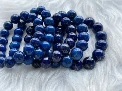 Afghanistan Blue Lapis Lazuli Bracelet A Grade 100% Natural Crystal Gemstone - JING WEN CRYSTAL