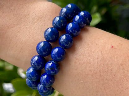 Afghanistan Blue Lapis Lazuli Bracelet A Grade 100% Natural Crystal Gemstone - JING WEN CRYSTAL