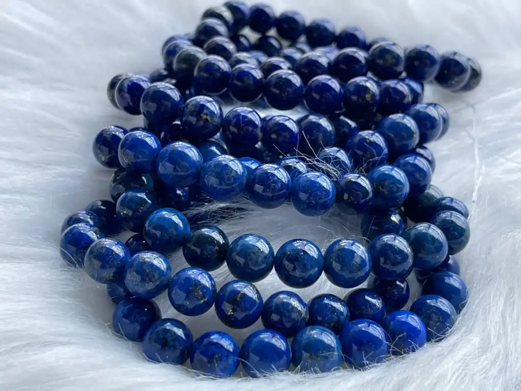 Afghanistan Blue Lapis Lazuli Bracelet A Grade 100% Natural Crystal Gemstone - JING WEN CRYSTAL