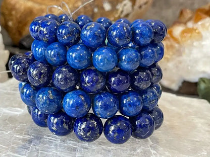 Afghanistan Blue Lapis Lazuli Bracelet A Grade 100% Natural Crystal Gemstone - JING WEN CRYSTAL