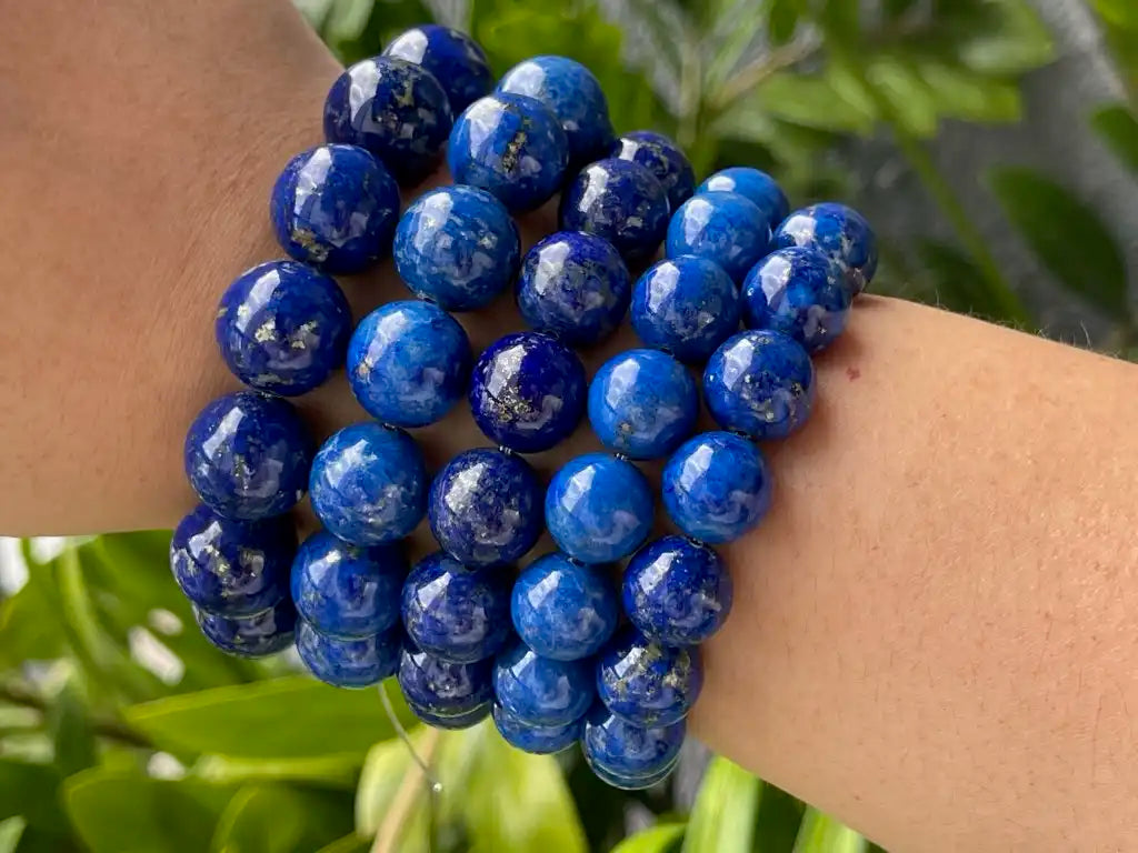 Afghanistan Blue Lapis Lazuli Bracelet A Grade 100% Natural Crystal Gemstone - JING WEN CRYSTAL