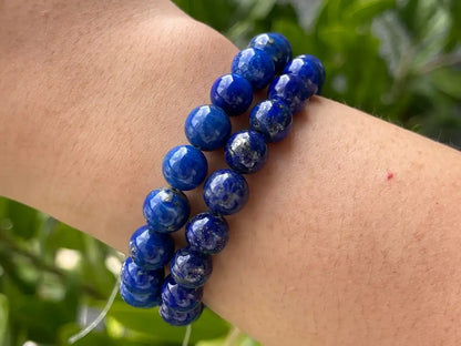 Afghanistan Blue Lapis Lazuli Bracelet A Grade 100% Natural Crystal Gemstone - JING WEN CRYSTAL