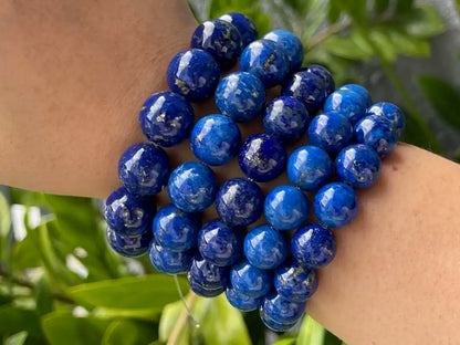 Afghanistan Blue Lapis Lazuli Bracelet A Grade 100% Natural Crystal Gemstone - JING WEN CRYSTAL