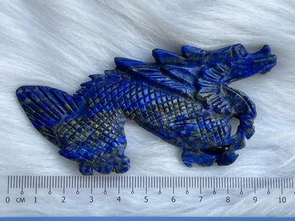 Afghanistan Lapis Lazuli Dragon Carving 9-9.5cm 100% Natural Crystal Gemstone - JING WEN CRYSTAL