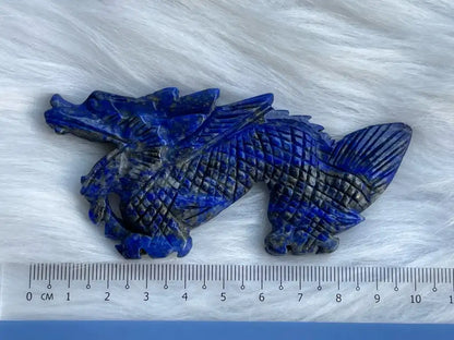 Afghanistan Lapis Lazuli Dragon Carving 9-9.5cm 100% Natural Crystal Gemstone - JING WEN CRYSTAL