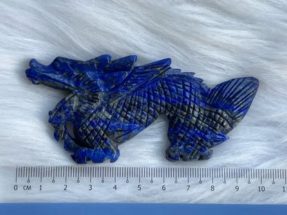 Afghanistan Lapis Lazuli Dragon Carving 9-9.5cm 100% Natural Crystal Gemstone - JING WEN CRYSTAL