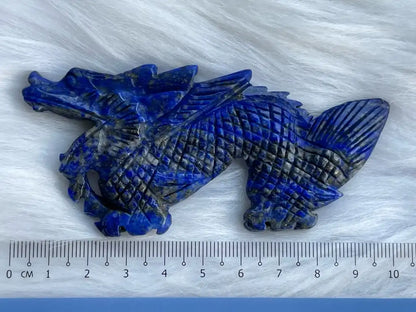 Afghanistan Lapis Lazuli Dragon Carving 9-9.5cm 100% Natural Crystal Gemstone - JING WEN CRYSTAL