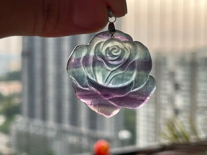 Argentina Fluorite Pendant A Grade 100% Natural Crystal Gemstone - JING WEN CRYSTAL