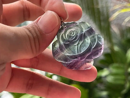 Argentina Fluorite Pendant A Grade 100% Natural Crystal Gemstone - JING WEN CRYSTAL