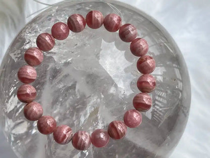 Argentina Rhodochrosite 8-9mm Bracelet A Grade 100% Natural Crystal Gemstone - JING WEN CRYSTAL