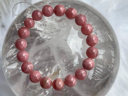 Argentina Rhodochrosite 8-9mm Bracelet A Grade 100% Natural Crystal Gemstone - JING WEN CRYSTAL