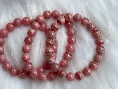 Argentina Rhodochrosite 8-9mm Bracelet A Grade 100% Natural Crystal Gemstone - JING WEN CRYSTAL