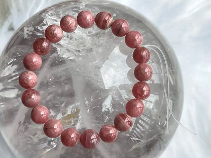 Argentina Rhodochrosite 8-9mm Bracelet A Grade 100% Natural Crystal Gemstone - JING WEN CRYSTAL