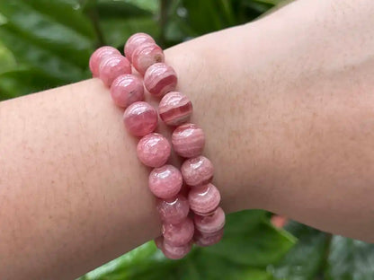 Argentina Rhodochrosite 8-9mm Bracelet A Grade 100% Natural Crystal Gemstone - JING WEN CRYSTAL