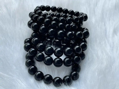 Australia Black Obsidian Bracelet 9-12mm A Grade 100% Natural Crystal Gemstone - JING WEN CRYSTAL