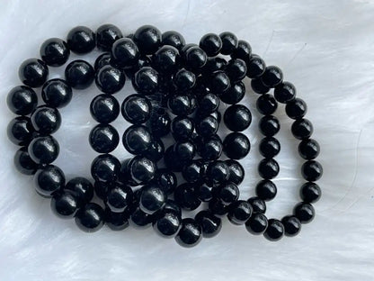 Australia Black Obsidian Bracelet 9-12mm A Grade 100% Natural Crystal Gemstone - JING WEN CRYSTAL