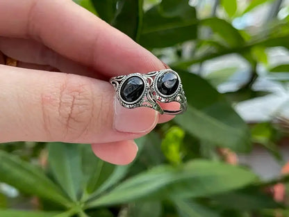 Australia Hypersthene Adjustable Ring A Grade in Silver 925 100% Natural Crystal Gemstone - JING WEN CRYSTAL