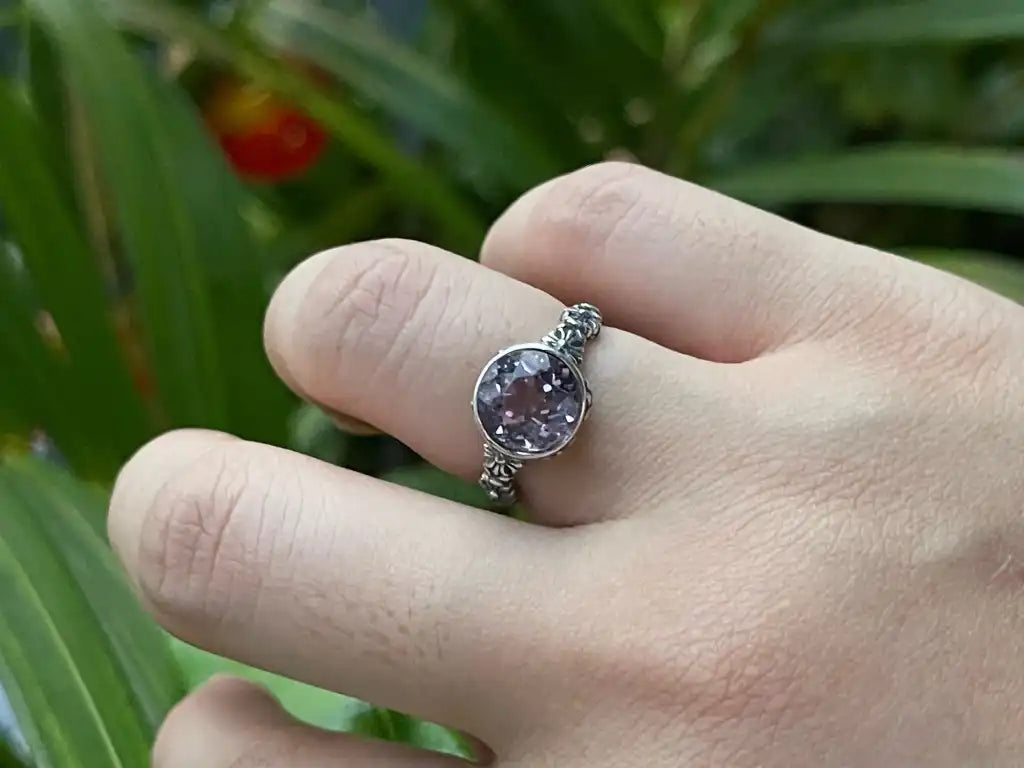 Brazil Amethyst Adjustable Ring A Grade in Silver 925 100% Natural Crystal Gemstone - JING WEN CRYSTAL