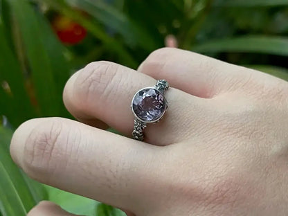 Brazil Amethyst Adjustable Ring A Grade in Silver 925 100% Natural Crystal Gemstone - JING WEN CRYSTAL