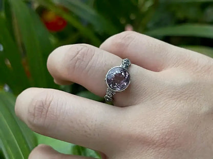 Brazil Amethyst Adjustable Ring A Grade in Silver 925 100% Natural Crystal Gemstone - JING WEN CRYSTAL