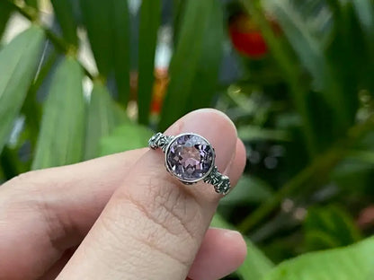 Brazil Amethyst Adjustable Ring A Grade in Silver 925 100% Natural Crystal Gemstone - JING WEN CRYSTAL