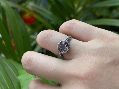 Brazil Amethyst Adjustable Ring A Grade in Silver 925 100% Natural Crystal Gemstone - JING WEN CRYSTAL