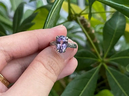 Brazil Amethyst Adjustable Ring A Grade in Silver 925 100% Natural Crystal Gemstone - JING WEN CRYSTAL