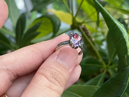 Brazil Amethyst Adjustable Ring A Grade in Silver 925 100% Natural Crystal Gemstone - JING WEN CRYSTAL