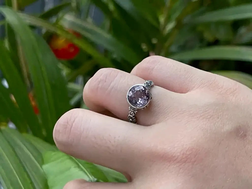 Brazil Amethyst Adjustable Ring A Grade in Silver 925 100% Natural Crystal Gemstone - JING WEN CRYSTAL