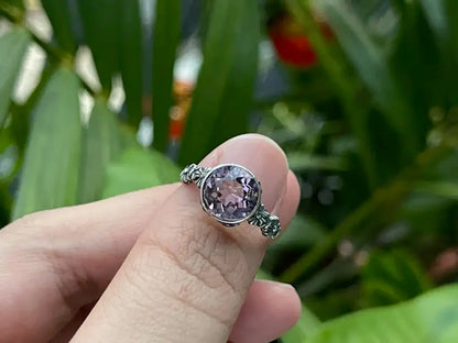 Brazil Amethyst Adjustable Ring A Grade in Silver 925 100% Natural Crystal Gemstone - JING WEN CRYSTAL