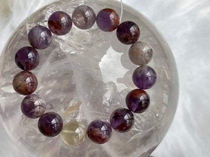 Brazil Amethyst Phantom Quartz Bracelet A Grade 100% Natural Crystal Gemstone - JING WEN CRYSTAL