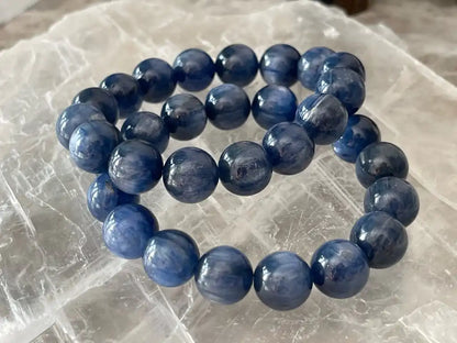 Brazil Kyanite Bracelet 11-12mm A Grade 100% Natural Crystal Gemstone - JING WEN CRYSTAL