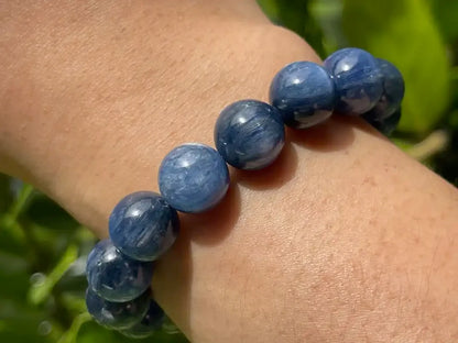 Brazil Kyanite Bracelet 11-12mm A Grade 100% Natural Crystal Gemstone - JING WEN CRYSTAL