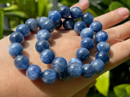 Brazil Kyanite Bracelet 11-12mm A Grade 100% Natural Crystal Gemstone - JING WEN CRYSTAL