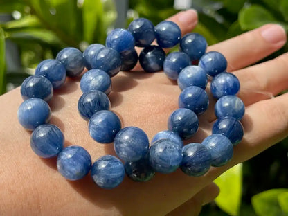 Brazil Kyanite Bracelet 11-12mm A Grade 100% Natural Crystal Gemstone - JING WEN CRYSTAL