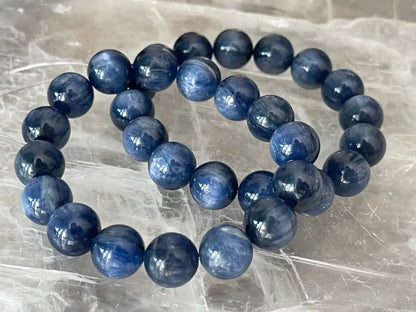 Brazil Kyanite Bracelet 11-12mm A Grade 100% Natural Crystal Gemstone - JING WEN CRYSTAL