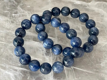 Brazil Kyanite Bracelet 11-12mm A Grade 100% Natural Crystal Gemstone - JING WEN CRYSTAL