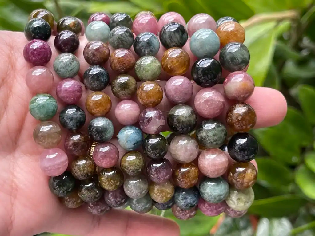Brazil Multicolor Tourmaline Old Mine Bracelet A Grade 100% Natural Crystal Gemstone - JING WEN CRYSTAL