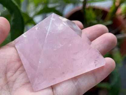 Brazil Rose Quartz Pyramid 100% Natural Crystal Gemstone - JING WEN CRYSTAL